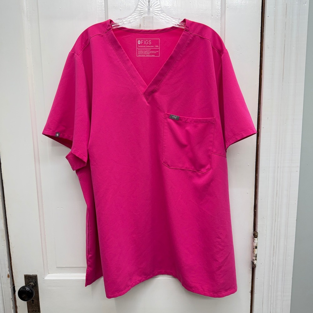 FIGS Catarina V-Neck Scrub Top Technical Collection Pink Womens 6XL 1SW100003